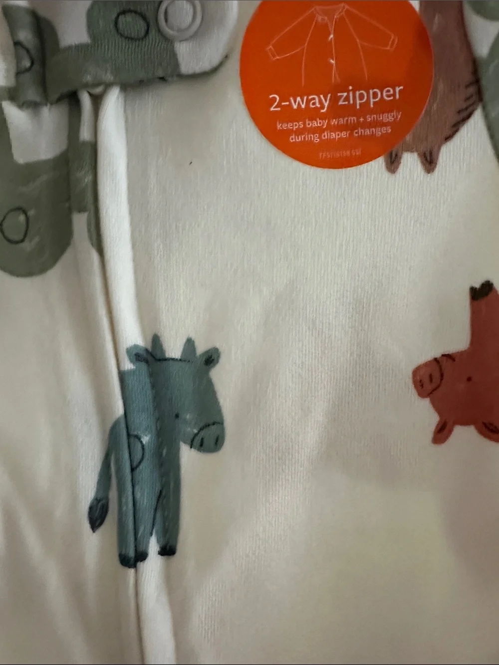 Carter's Cream Footed One-Piece Pajamas with Colorful Farm Animal Print